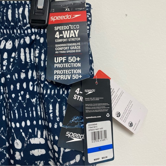 Speedo Men’s 4 Way Stretch Swim Trunks UPF 50 Navy Size XL - Picture 3 of 5